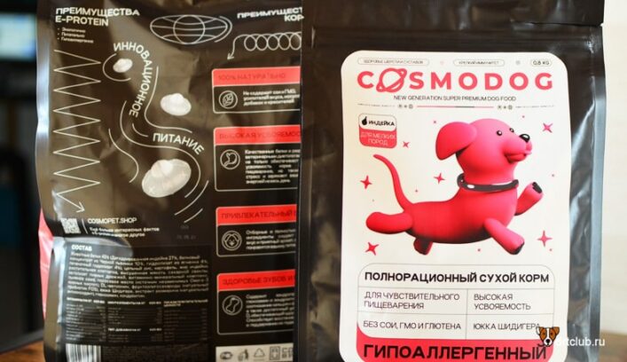 Полный состав корма Cosmodog на упаковке